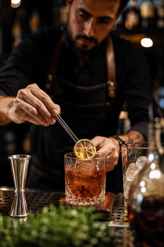 Bartender crafting a cocktail